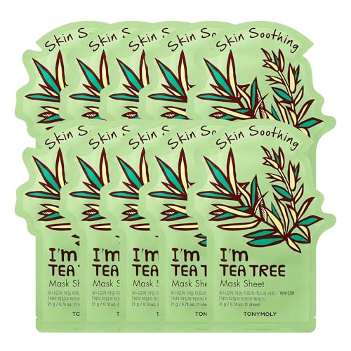 Mascarillas Faciales TONYMOLY I'm Tea Tree - Paquete de 10, Hidratantes y Calmantes con Extracto de Árbol de Té, Cuidado de la Piel para Piel con - imagen 2