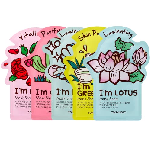 Set de Regalo de Mascarillas Faciales TONYMOLY I’m – Paquete Variado de Mascarillas Coreanas con Esencias Hidratantes y Vitaminas, 5 Piezas - imagen 1