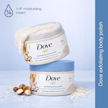 Exfoliante Corporal Dove Macadamia y Leche de Arroz 10.5 oz para Piel Visiblemente Más Suave y Nutrida - imagen 2