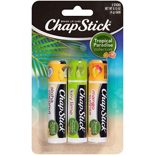 Set de Cuidado Labial ChapStick, Colección Tropical Paradise 3-Pack – Bálsamo Labial Mango Sunrise, Key Lime y Aloha Coconut, 0.15 Oz Cada Uno - imagen 1