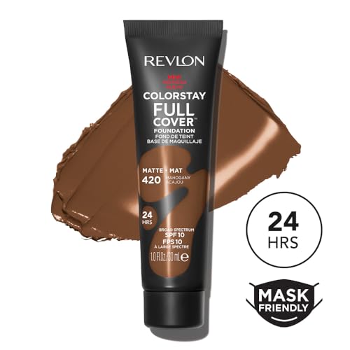 Base de Maquillaje Revlon ColorStay Full Cover, Resistente al Calor y Sudor, Acabado Mate, Ligera, Color Caoba (420), 1.0 oz - imagen 1