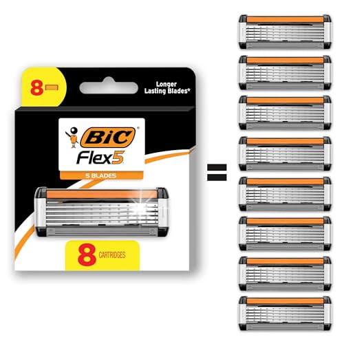 BIC Flex 5 Maquinillas de Afeitar Recargables para Hombre, 8 Cartuchos de Cuchillas de 5 Blades para un Afeitado Suave y Cómodo - imagen 2
