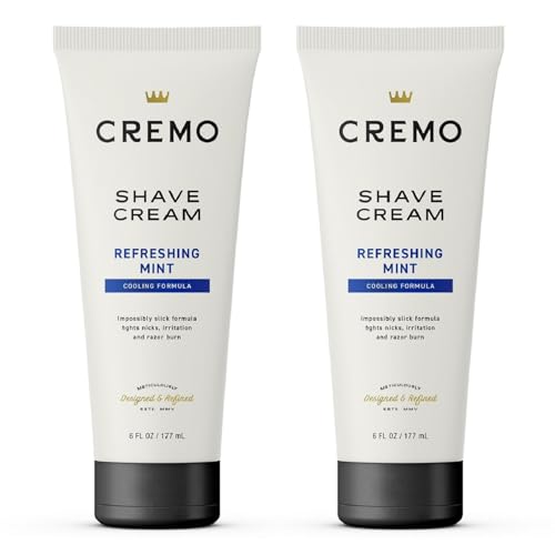 Crema de Afeitar Cremo Barber Grade Cooling, Ultra Deslizante, Combate Cortes y Quemaduras, 6 Fl Oz (Paquete de 2), BLANCA - imagen 1