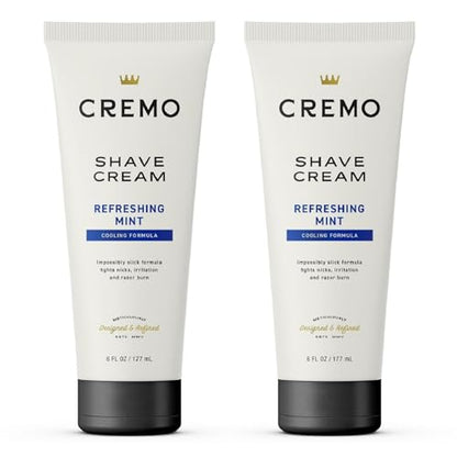 Crema de Afeitar Cremo Barber Grade Cooling, Ultra Deslizante, Combate Cortes y Quemaduras, 6 Fl Oz (Paquete de 2), BLANCA - imagen 1