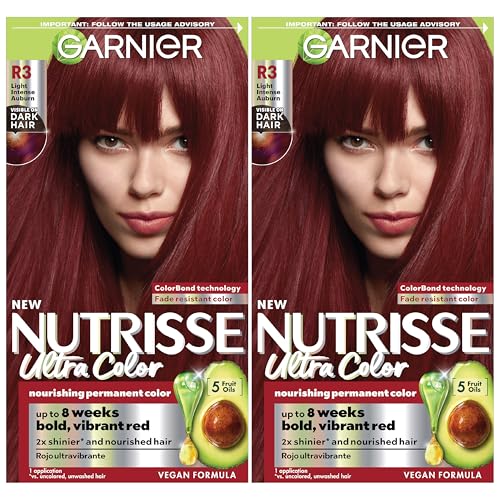 Garnier Nutrisse Ultra Color Tinte para Cabello, Tinte Permanente R3 Castaño Intenso Claro (Hibisco Rojo), 2 Unidades, Vegan y Libre de Crueldad, - imagen 2