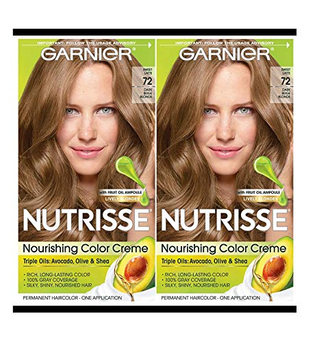 Coloración para el cabello Garnier Nutrisse Nourishing Crème, 72 Rubio Beige Oscuro (Sweet Latte) Tinte Permanente, 2 Unidades - imagen 3