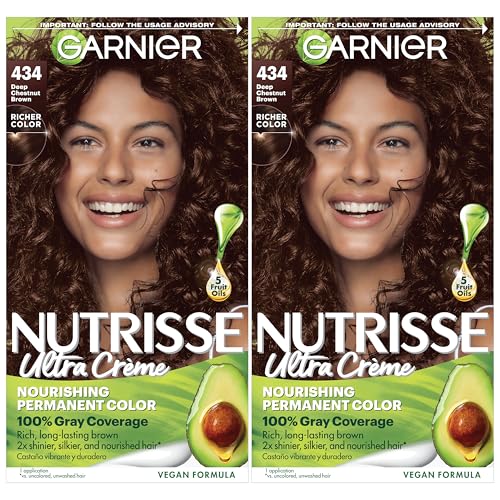Garnier Nutrisse Ultra Crème Coloración Capilar Permanente, Cobertura 100% Canas, Vegana y Libre de Crueldad, 434 Castaño Profundo (Castaño - imagen 4