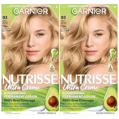 Garnier Nutrisse Ultra Crème Coloración Capilar Permanente, Tinte para Cabello con 100% Cobertura de Canas, Vegano y Libre de Crueldad, 93 Rubio - imagen 4