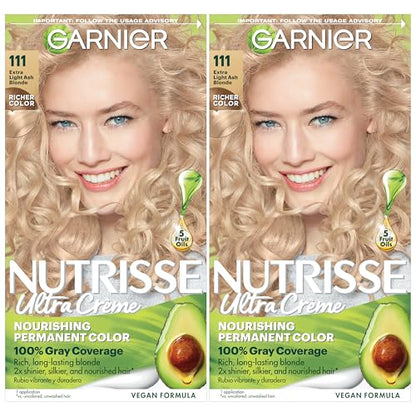 Garnier Nutrisse Ultra Crème Coloración Permanente para el Cabello, Cobertura 100% de Canas, Vegana y Libre de Crueldad, 111 Rubio Ceniza Extra Claro - imagen 3