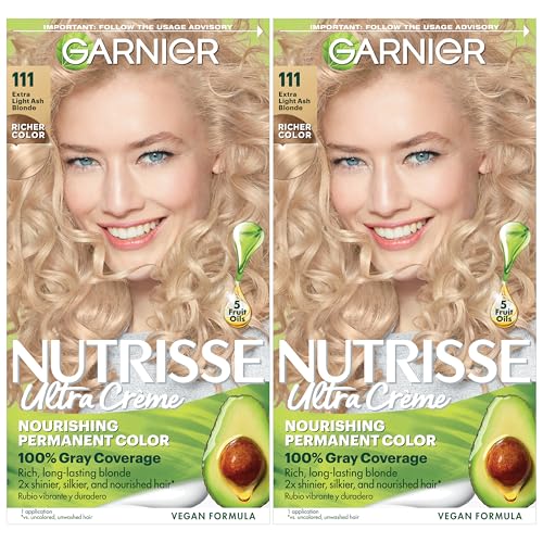 Garnier Nutrisse Ultra Crème Coloración Permanente para el Cabello, Cobertura 100% de Canas, Vegana y Libre de Crueldad, 111 Rubio Ceniza Extra Claro - imagen 2