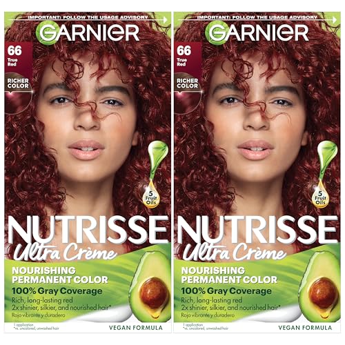 Garnier Nutrisse Ultra Crème Coloración Permanente para el Cabello, Cobertura 100% de Canas, Vegana y Libre de Crueldad, 66 Rojo Verdadero (Granada), - imagen 4