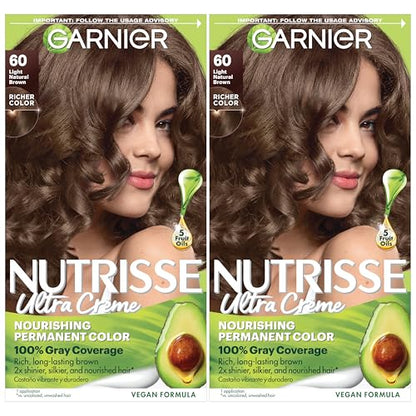 Garnier Nutrisse Ultra Crème Coloración Capilar Permanente, Tinte para Cabello 100% Cobertura de Canas, Vegano y Libre de Crueldad, 60 Marrón Natural - imagen 3