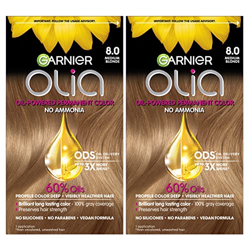 Color de Cabello Garnier Olia, Tinte Permanente Sin Amoníaco, Fórmula con Aceite para 100% Cobertura de Canas y 3x Brillo, Vegano y Libre de - imagen 1