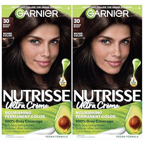 Garnier Nutrisse Ultra Crème Coloración Capilar Permanente, Cobertura 100% Canas, Vegana y Cruelty-Free, 30 Marrón Oscuro (Sweet Cola), Paquete de 2 - imagen 2