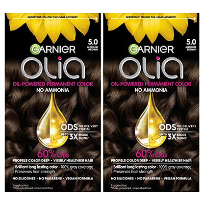 Garnier Olia Color de Cabello, Tinte Permanente Sin Amoníaco, Fórmula a Base de Aceite para Cobertura Total de Canas y 3x Brillo, Vegano y Libre de - imagen 3