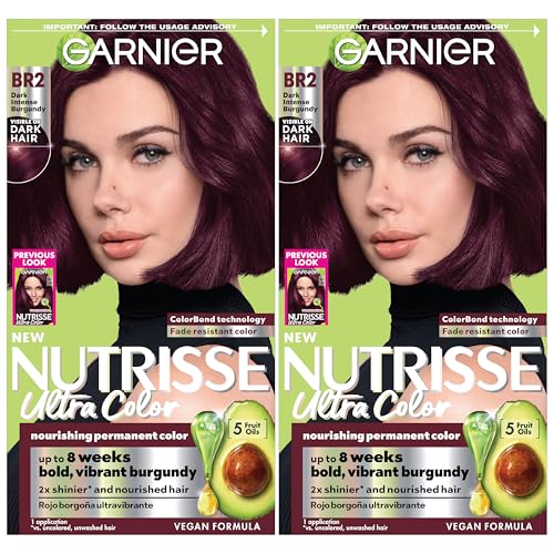 Garnier Nutrisse Ultra Color Hair Color, Permanent Hair Dye for Up to 8 Weeks of Bold, Vibrant, Fade-Resistant Results, Vegan & Cruelty-Free, BR2 Dark - imagen 4