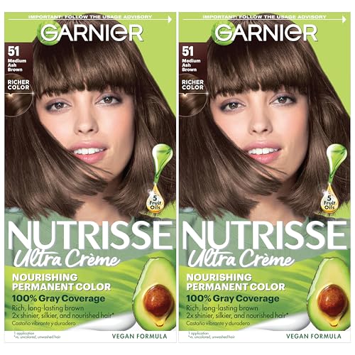 Garnier Nutrisse Ultra Crème Coloración Capilar, Tinte Permanente con 100% Cobertura de Canas, Vegano y Libre de Crueldad, 51 Castaño Ceniza Medio - imagen 4