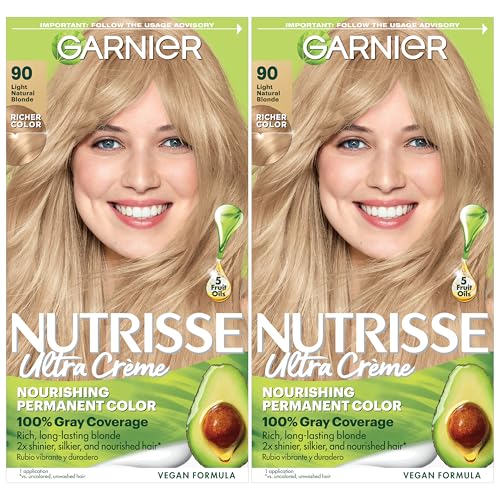 Garnier Nutrisse Ultra Crème Coloración Capilar Permanente, Cobertura 100% Canas, Vegana y Libre de Crueldad, 90 Rubio Natural Claro, Paquete de 2 - imagen 4