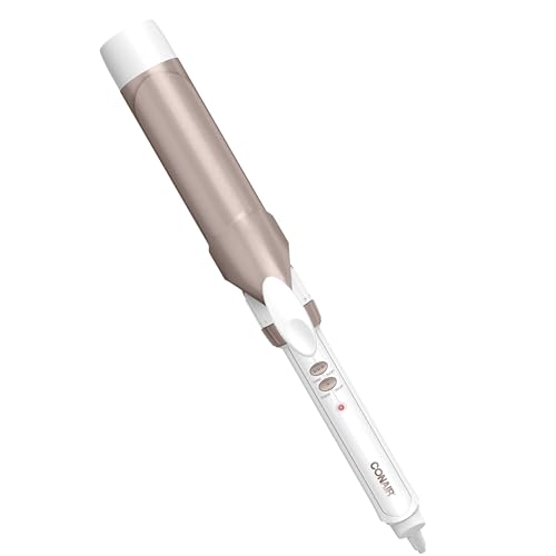 Plancha de Cabello Conair Doble Cerámica de 1 ½ Pulgadas, Rizador para Olas Suaves y Rizos, Ideal para Cabello Medio y Largo, Blanco/Dorado Rosa - imagen 1