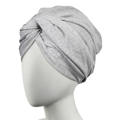 Toalla de cabello de algodón Conair para mujeres, rápida absorción y secado, turbante de algodón para todo tipo y longitud de cabello, color gris - imagen 1