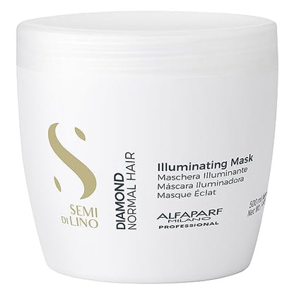 Mascarilla Iluminadora Alfaparf Milano Semi di Lino Diamond - Acondicionador Profundo Seguro para Cabello Teñido - Añade Brillo y Cuerpo - Libre de - imagen 2