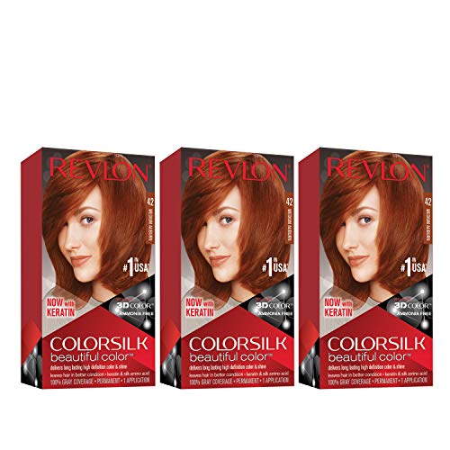 Revlon Coloración Permanente para el Cabello Colorsilk, Cobertura 100% de Canas, Sin Amoníaco, con Queratina y Aminoácidos, 42 Castaño Medio, 4.4 Oz - imagen 1