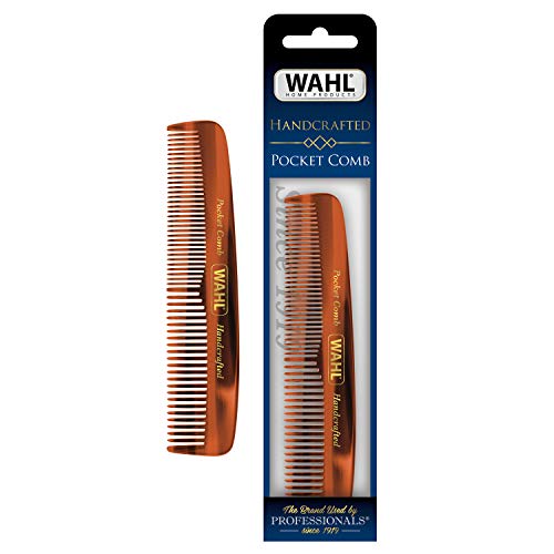 Peine de bolsillo para barba, bigote y cabello Wahl para el cuidado masculino - Hecho a mano con acetato de celulosa - Dientes redondeados y afilados - imagen 2