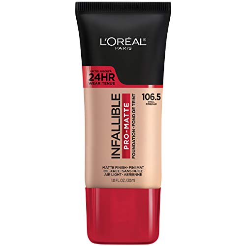 Base líquida de larga duración L'Oreal Paris Makeup Infallible Pro-Matte, tono Shell 106.5, 1 fl oz. - imagen 2