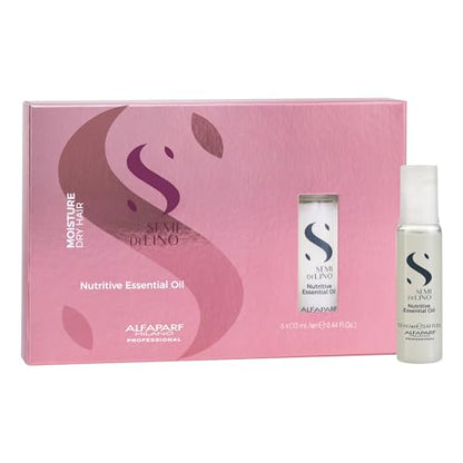 Aceite Esencial Nutritivo Alfaparf Milano Semi Di Lino para Cabello Seco - Hidrata y Suaviza - Incluye 6 Viales - A Prueba de Color - Calidad - imagen 3