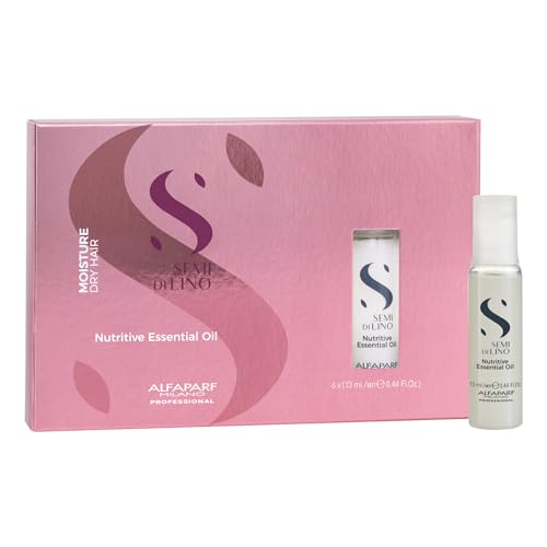 Aceite Esencial Nutritivo Alfaparf Milano Semi Di Lino para Cabello Seco - Hidrata y Suaviza - Incluye 6 Viales - A Prueba de Color - Calidad - imagen 2