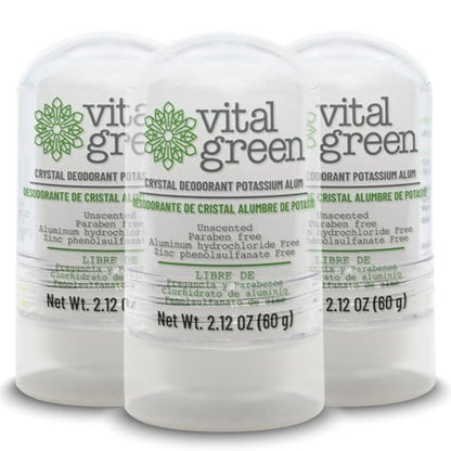 Desodorante Mineral Vital Green Thai Crystal de Alumbre de Potasio - Sin Fragancia para Hombres, Mujeres y Atletas - 2.12oz / 60 g (3 Unidades) - imagen 1