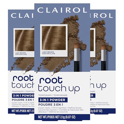 Clairol Root Touch-Up Polvo Temporal para Raíces, Color de Cabello Marrón Claro | Sin Amoníaco | Cubre Raíces y Define Cejas | Compacto Portátil con - imagen 3