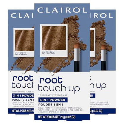 Clairol Root Touch-Up Polvo Temporal para Raíces, Color de Cabello Marrón Claro | Sin Amoníaco | Cubre Raíces y Define Cejas | Compacto Portátil con - imagen 2