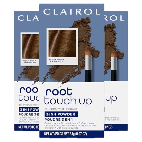 Clairol Root Touch-Up Polvo Temporal para Ocultar Raíces, Color de Cabello Marrón Medio, Paquete de 3 - imagen 1