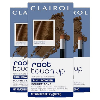 Clairol Root Touch-Up Polvo Temporal para Ocultar Raíces, Color de Cabello Marrón Medio, Paquete de 3 - imagen 2