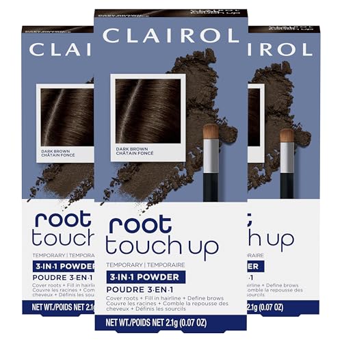 Clairol Root Touch-Up Polvo Temporal para Cubrir Raíces, Color de Cabello Marrón Oscuro, Paquete de 3 - imagen 1