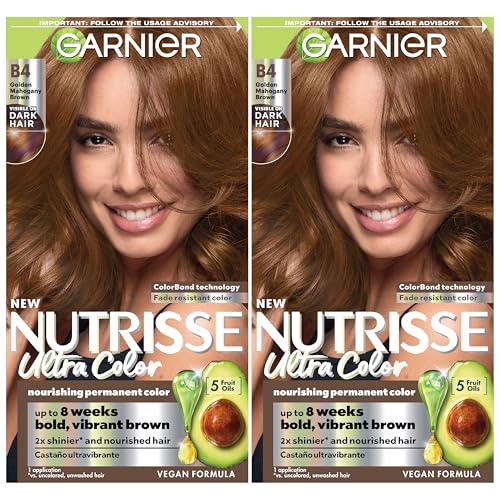 Garnier Nutrisse Ultra Color Hair Color, Permanent Hair Dye for Up to 8 Weeks of Bold, Vibrant, Fade-Resistant Results, Vegan & Cruelty-Free, B4 Golde - imagen 3