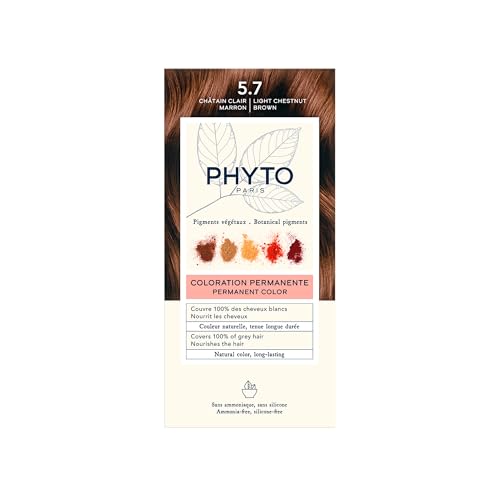 PHYTO Phytocolor Tinte Permanente para Cabello, 5.7 Castaño Claro, Pigmentos Botánicos, Cobertura 100% de Canas, Sin Amoníaco, 0.42 oz. - imagen 2