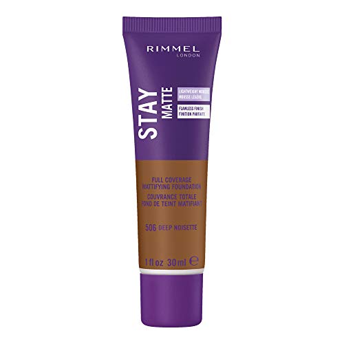 Base líquida mousse Rimmel London Stay Matte - 506 Deep Noisette - Ligera, control de brillo, libre de aceite, 1oz - imagen 4