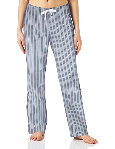 Pantalones de pijama de popelina para mujer Essentials con cordón, cintura elástica, rayas dobles azul claro y blanco, tamaño mediano - imagen 3