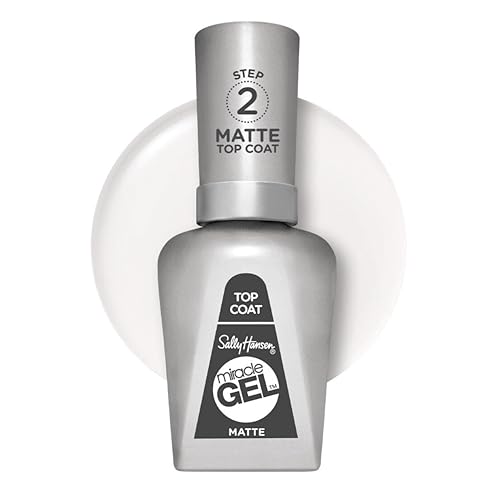 Sally Hansen Miracle Gel™, Top Coat Mate 102, Larga Duración, Fórmula Gel, Sin Necesidad de Lámpara UV, Esmalte de Uñas Transparente - imagen 2