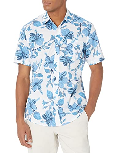 Camisa de Hombre de Manga Corta con Botones de Essentials, Estampado Floral Azul, Talla XX-Large - imagen 4