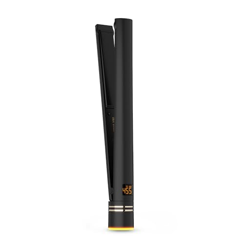 HOT TOOLS Pro Artist Black Gold Ionic 1 Inch Flat Iron - Use as Straightener for Sleek Straight Hair or Use Rounded Edges for Shiny Curls and Waves, S - imagen 1