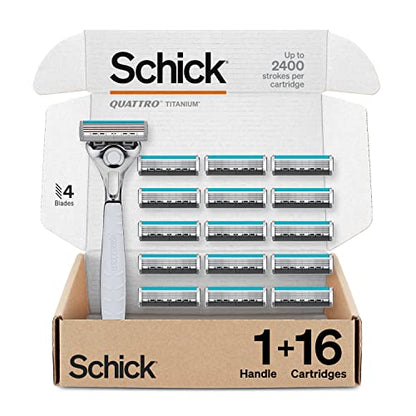 Rasuradoras Schick Quattro Titanium para Hombre | 1 Mango de Rasuradora y 16 Cuchillas de Repuesto para Afeitar - imagen 3