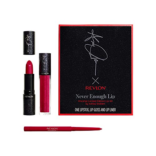 Kit de Labios Revlon Never Enough, Edición Limitada Worship por Ashley Graham, 3 Piezas: Pintalabios, Brillo Labial y Lápiz Labial, 1 Set - imagen 1