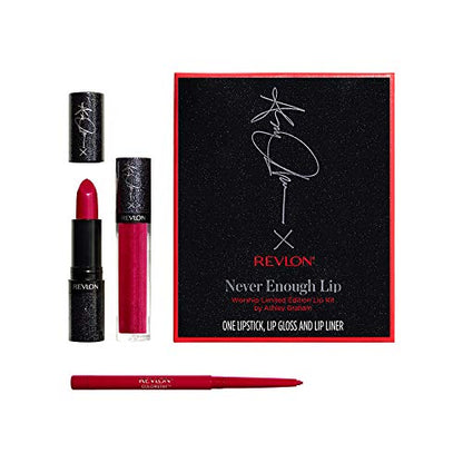 Kit de Labios Revlon Never Enough, Edición Limitada Worship por Ashley Graham, 3 Piezas: Pintalabios, Brillo Labial y Lápiz Labial, 1 Set - imagen 1