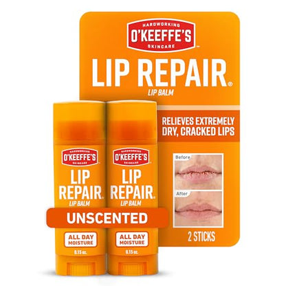 Bálsamo Labial O'Keeffe's Lip Repair Sin Fragancia para Labios Secos y Agrietados - Stick (Paquete Doble) - Hidratante para Labios Muy Secos - imagen 1