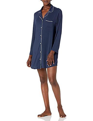 Camisa de Noche con Ribete para Mujer Essentials (Disponible en Talla Grande), Azul Lavado, Mediana - imagen 1