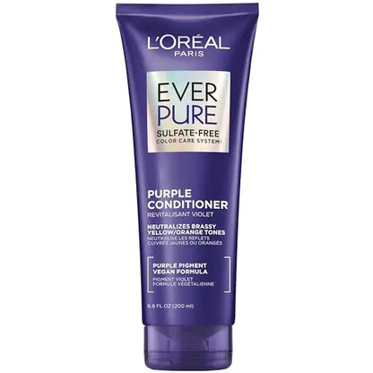Acondicionador Morado Sin Sulfatos L’Oreal Paris para Cabello Rubio, Decolorado, Plateado o Con Mechas Marrones, EverPure, 6.8 Fl Oz (El Empaque - imagen 3
