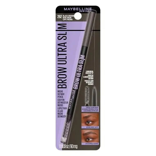 Maybelline Express Brow Ultra Slim Lápiz de Cejas, con Punta de Precisión y Cepillo, Cejas Definidas, Marrón Negro, 1 Unidad (El Empaque Puede Variar) - imagen 2